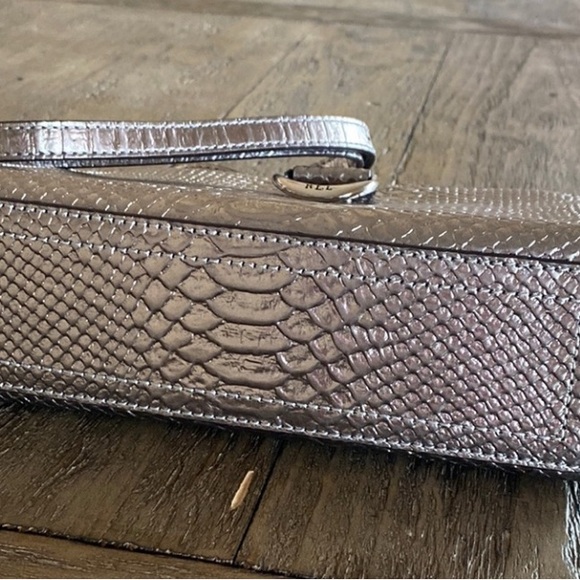 Lauren Ralph Lauren Leather Metallic Python Crossbody Bag - Picture 4 of 5